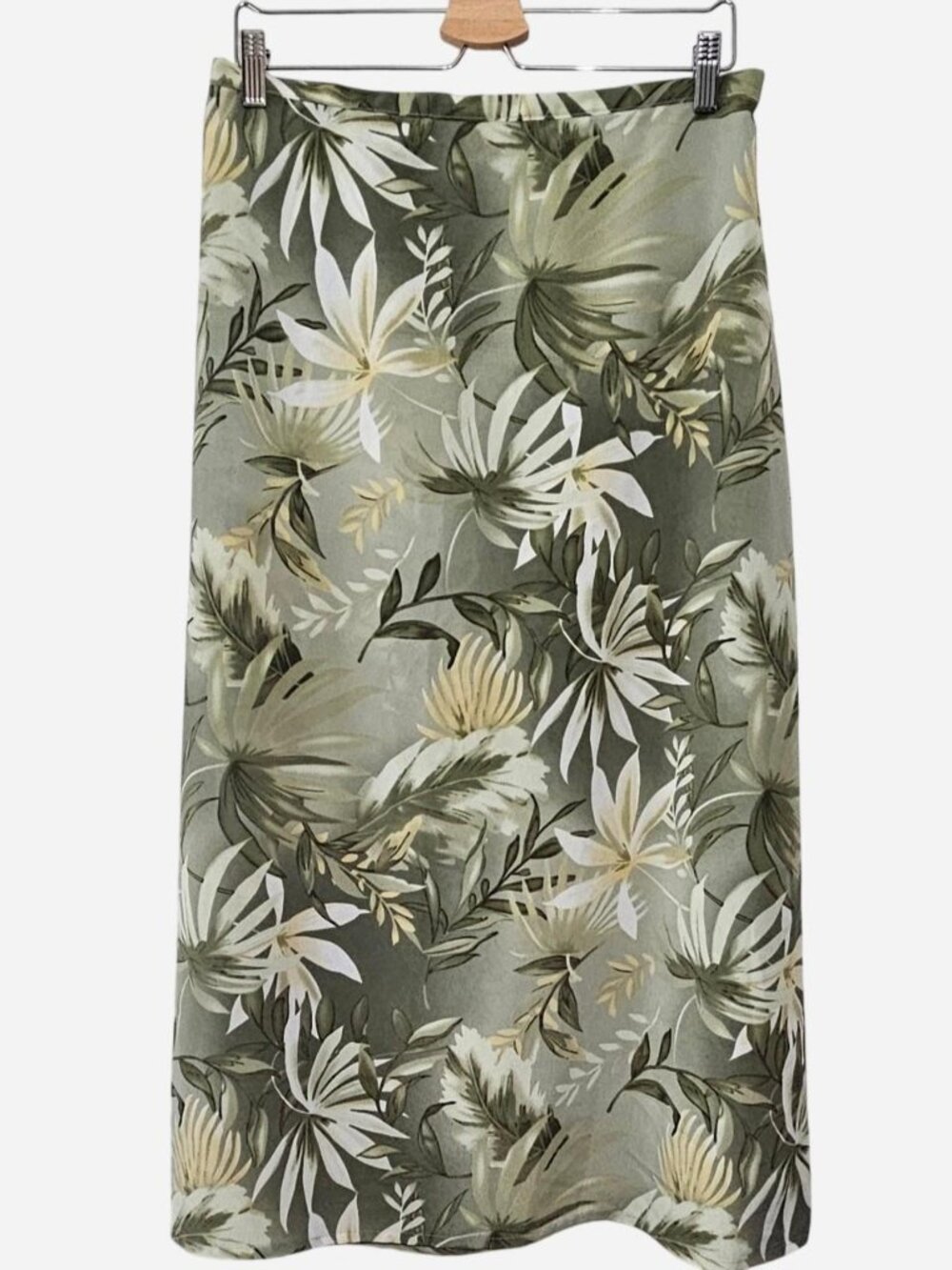 Green + White Floral Tropical Y2k Maxi Skirt
